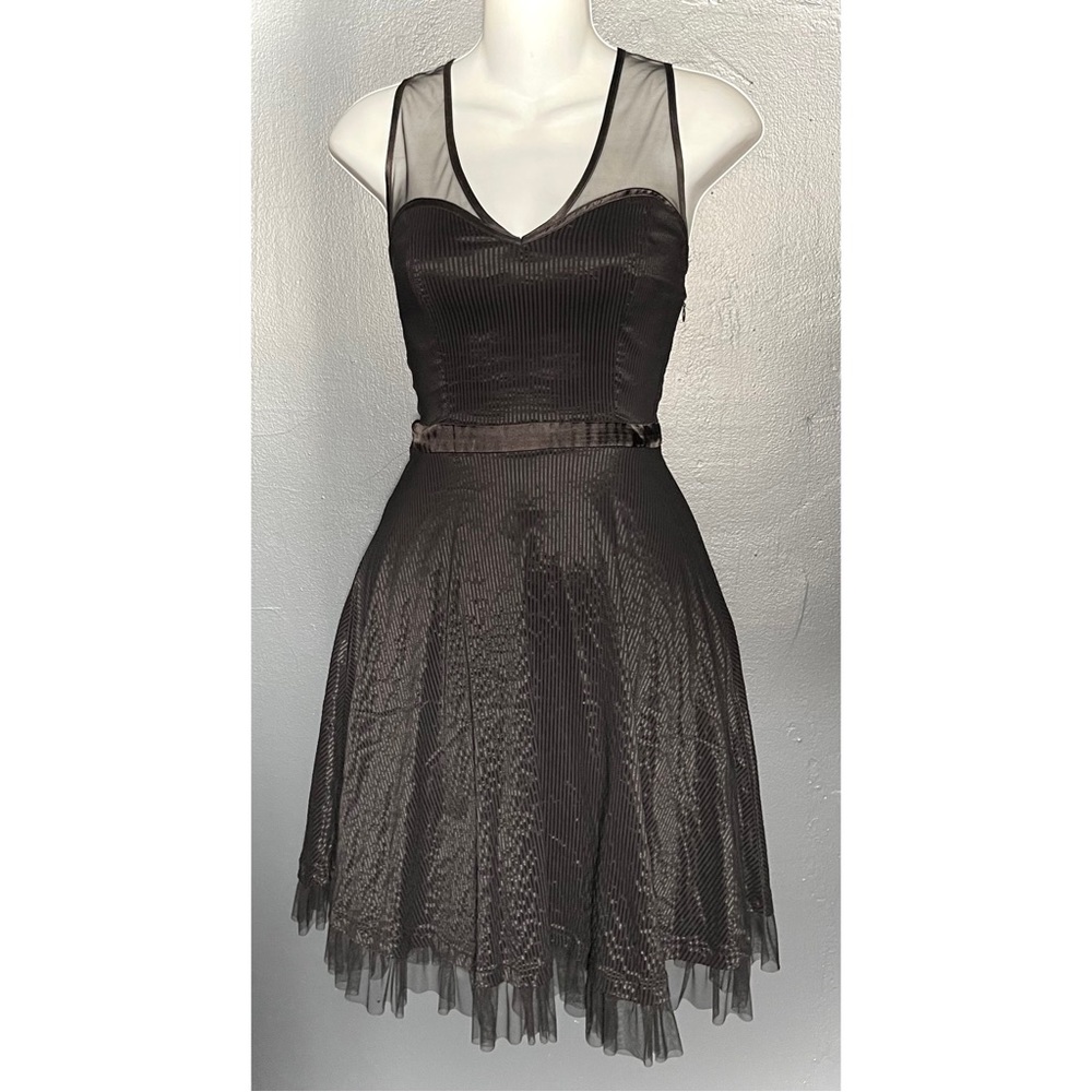 Sourpuss Black Mesh Striped Dress